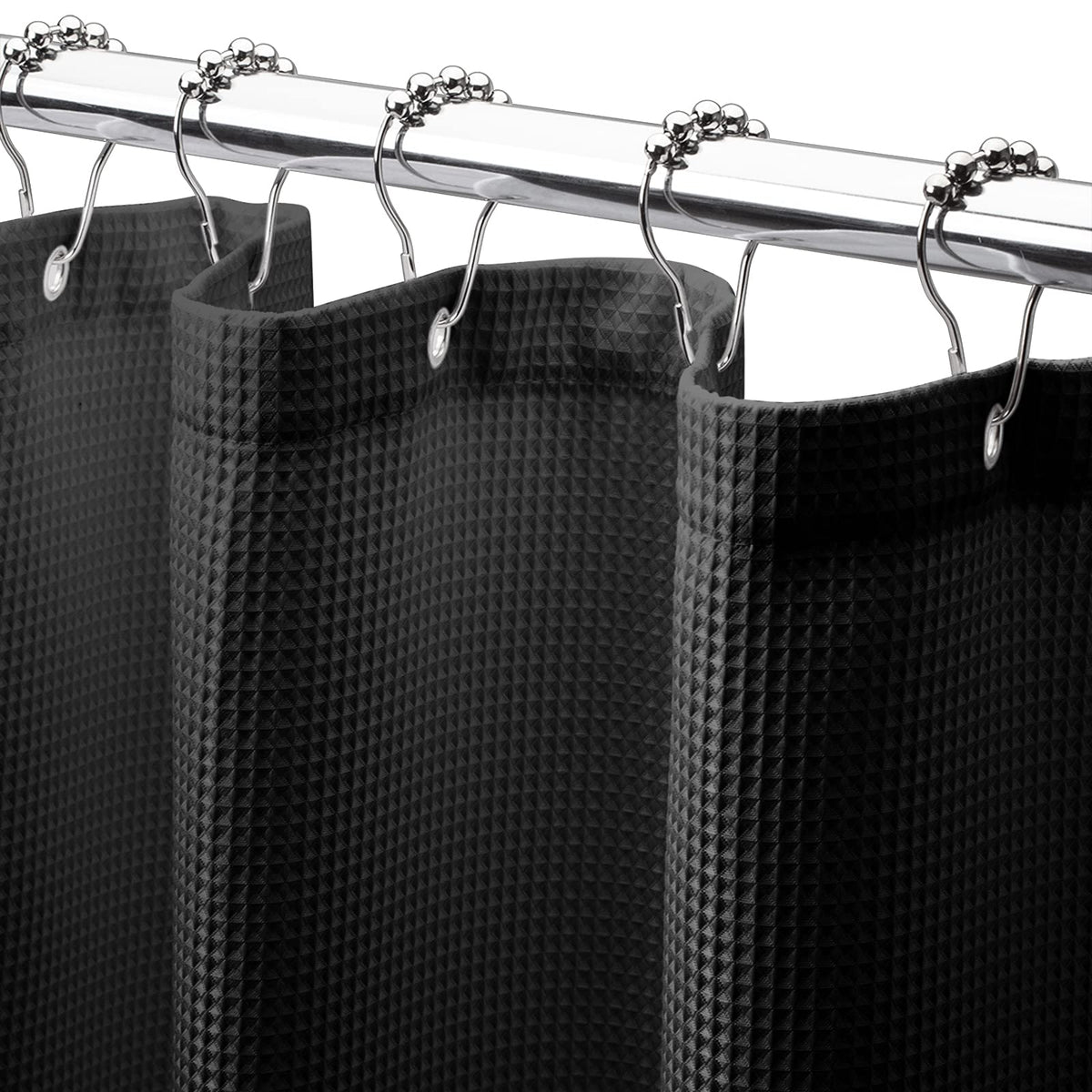 AmazerBath Solid Waffle Shower Curtain – Clean Minimalist Bathroom Refresh, Neutral Tones 240GSM Polyester