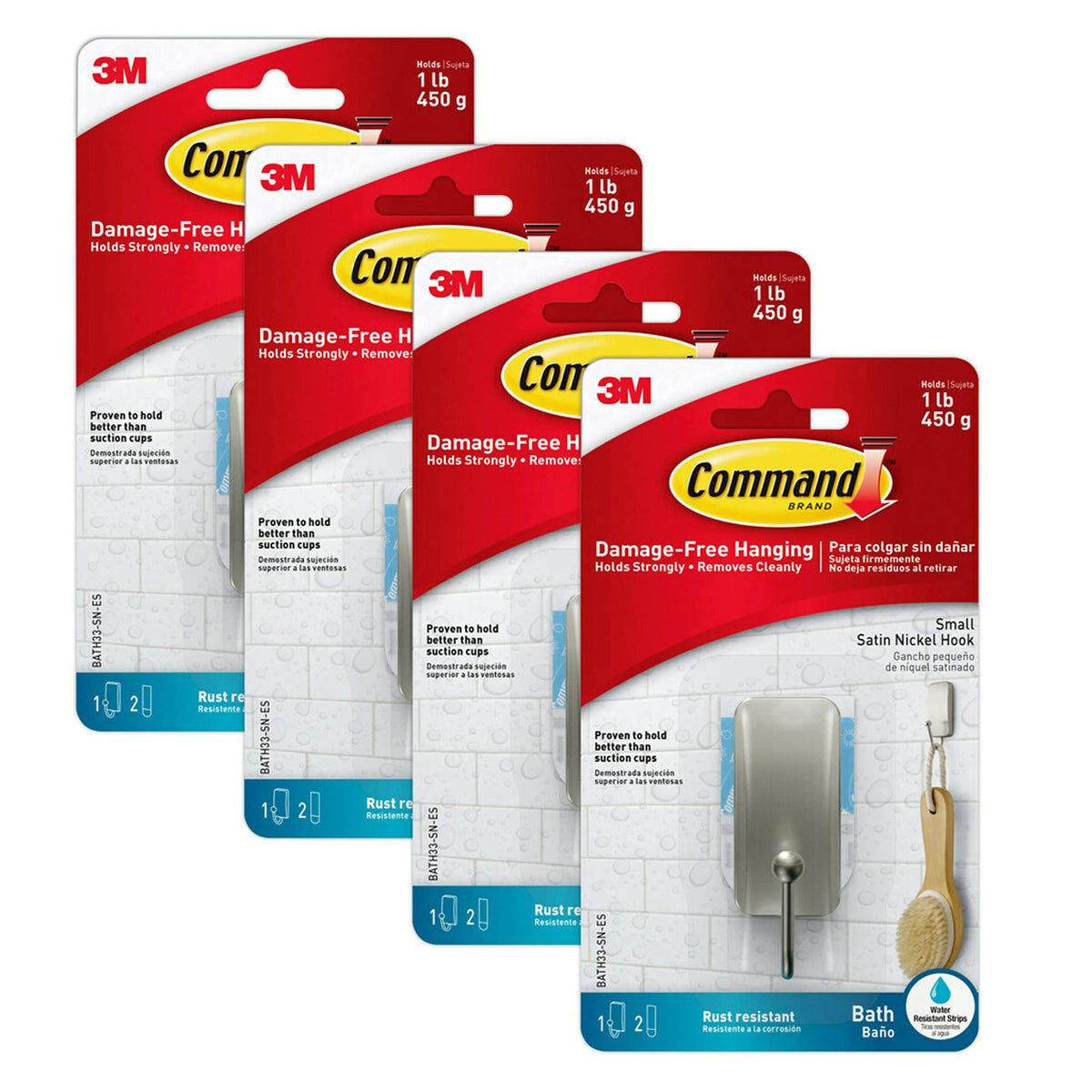 Command Satin Nickel Bath Hook – Thoughtful Housewarming Gift for New Homeowners and Renters