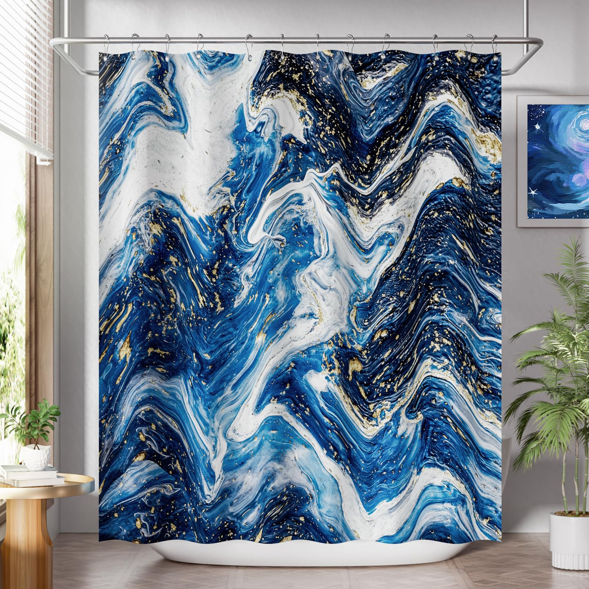 AmazerBath Farmhouse Striped Shower Curtain Set with 12 Hooks – Cozy Bathroom Decor for Living Room Inspired Retreats