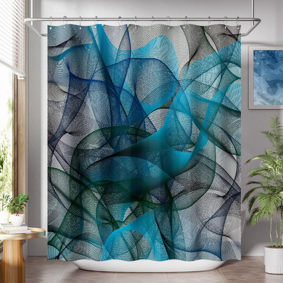 AmazerBath Farmhouse Striped Shower Curtain Set with 12 Hooks – Cozy Bathroom Decor for Living Room Inspired Retreats
