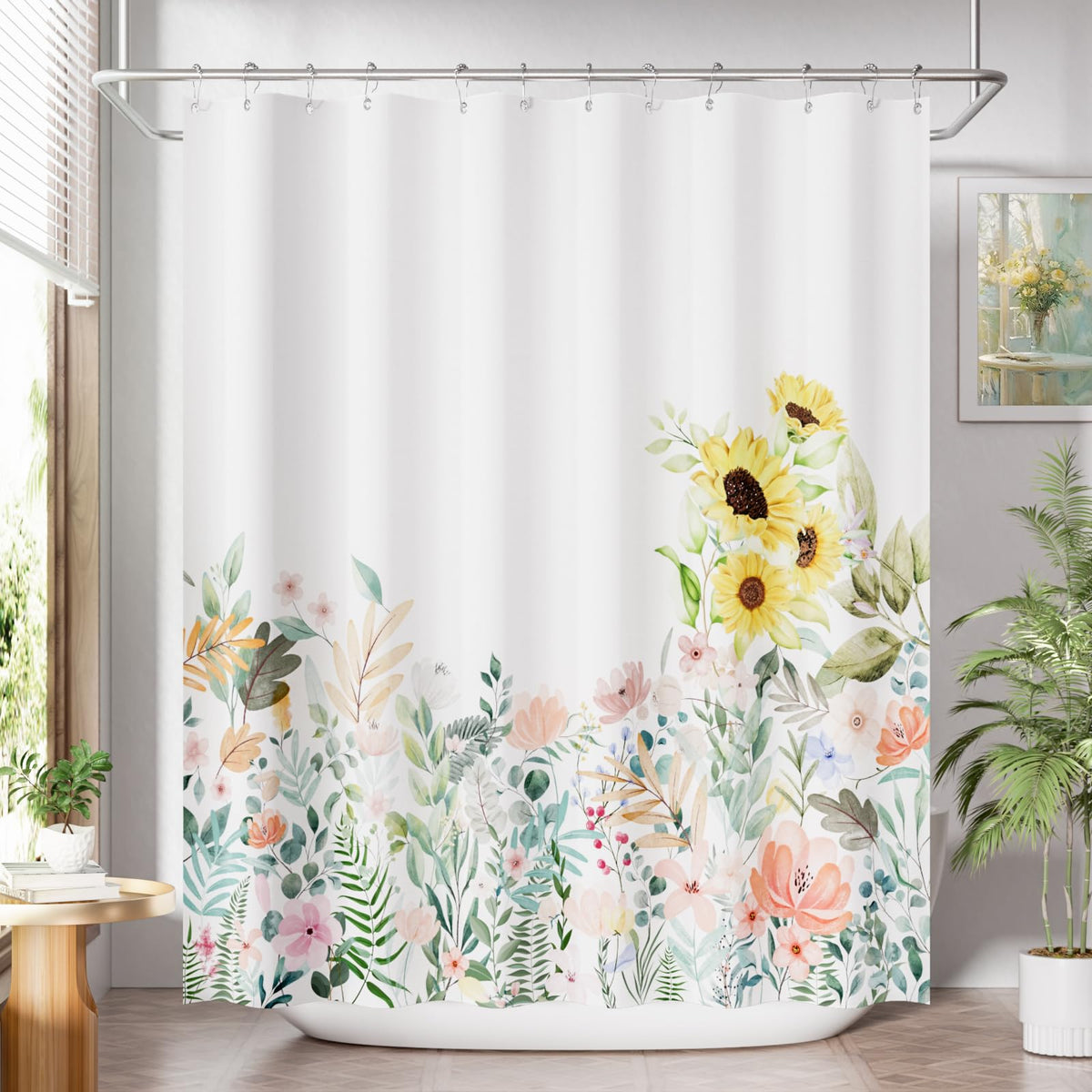 AmazerBath Farmhouse Striped Shower Curtain Set with 12 Hooks – Cozy Bathroom Decor for Living Room Inspired Retreats