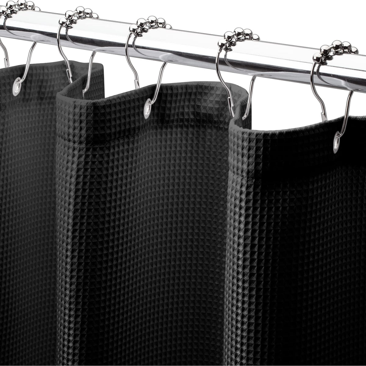 AmazerBath Solid Waffle Shower Curtain – Clean Minimalist Bathroom Refresh, Neutral Tones 240GSM Polyester