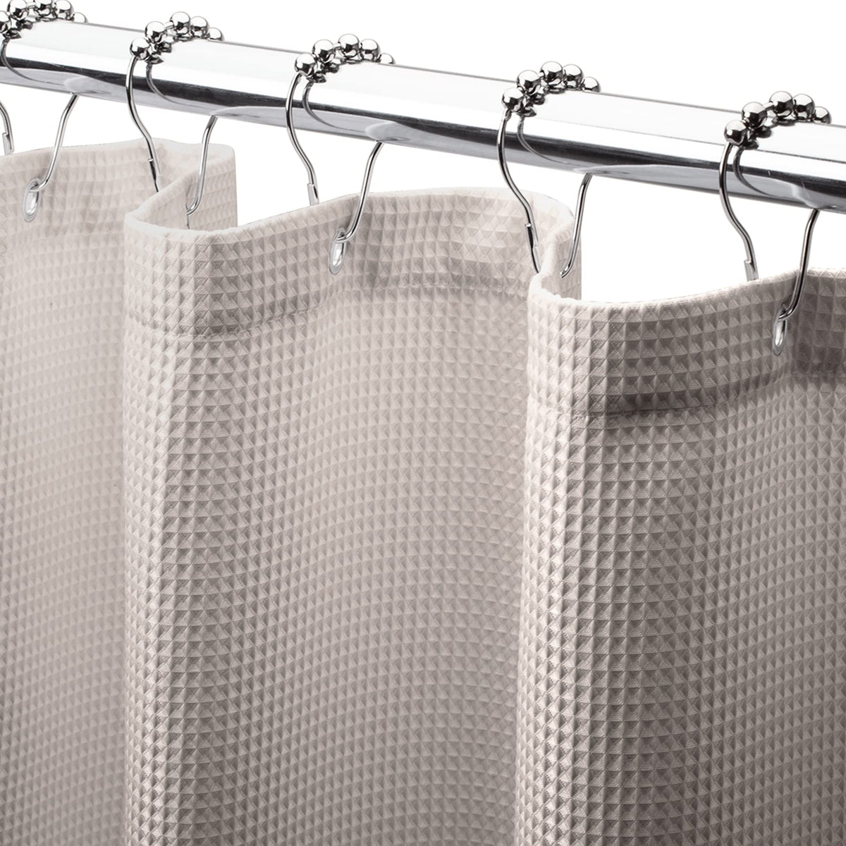 AmazerBath Solid Waffle Shower Curtain – Clean Minimalist Bathroom Refresh, Neutral Tones 240GSM Polyester
