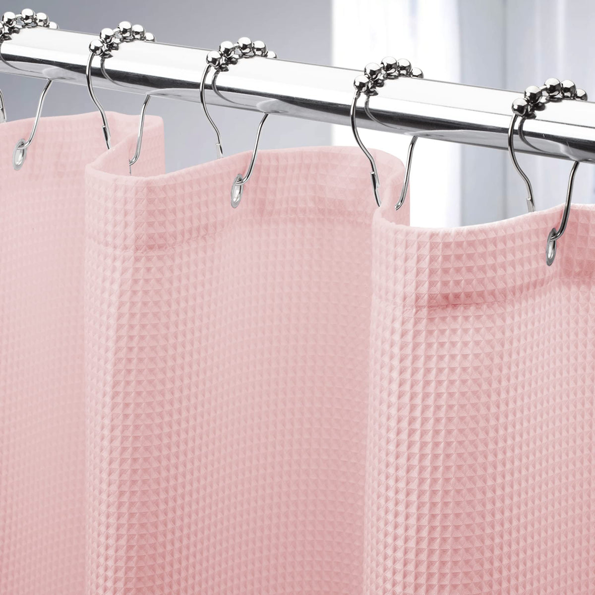 AmazerBath Solid Waffle Shower Curtain – Clean Minimalist Bathroom Refresh, Neutral Tones 240GSM Polyester