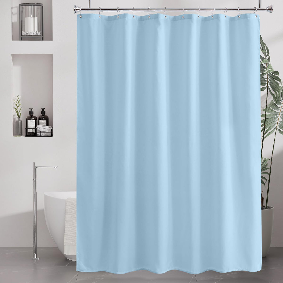 Amazer Solid Sage Green Shower Curtain 2-in-1 – Bathroom Decor Refresh with Fabric Liner, 120GSM Heavy Duty