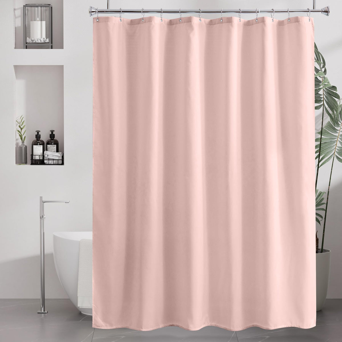 Amazer Solid Sage Green Shower Curtain 2-in-1 – Bathroom Decor Refresh with Fabric Liner, 120GSM Heavy Duty