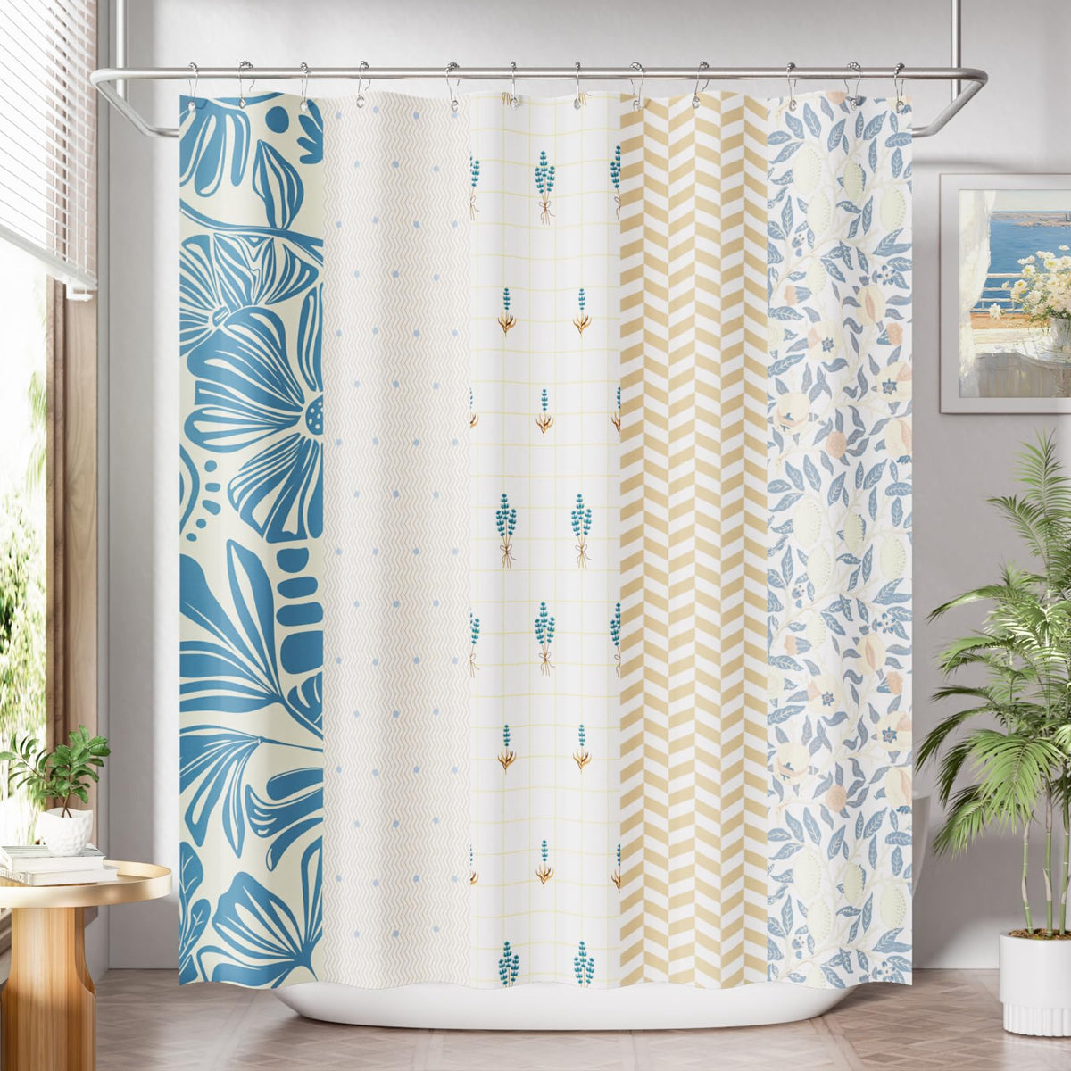AmazerBath Farmhouse Striped Shower Curtain Set with 12 Hooks – Cozy Bathroom Decor for Living Room Inspired Retreats