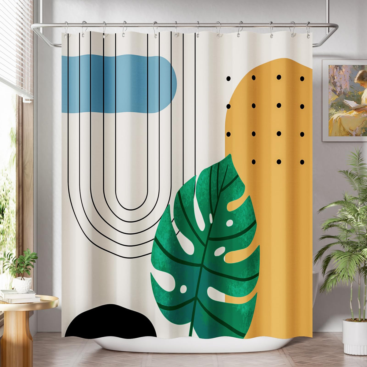 AmazerBath Farmhouse Striped Shower Curtain Set with 12 Hooks – Cozy Bathroom Decor for Living Room Inspired Retreats