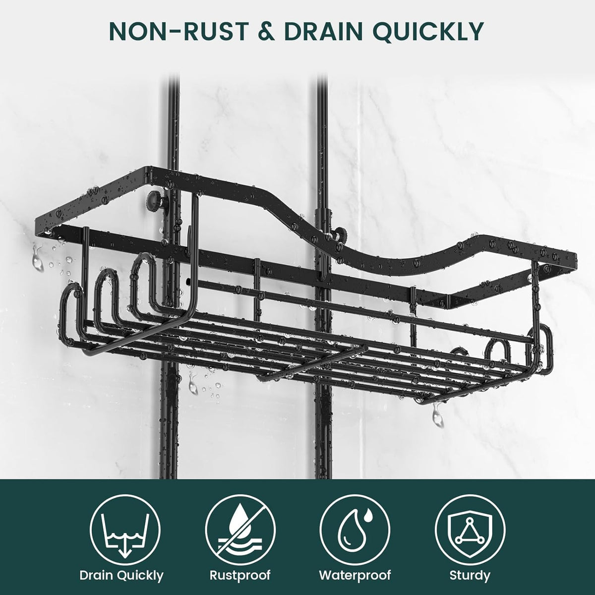 REINHARDT Adjustable Shower Organizer – Gift-Ready Bathroom Upgrade for Roommates and Newlyweds, Multiple Color Variants