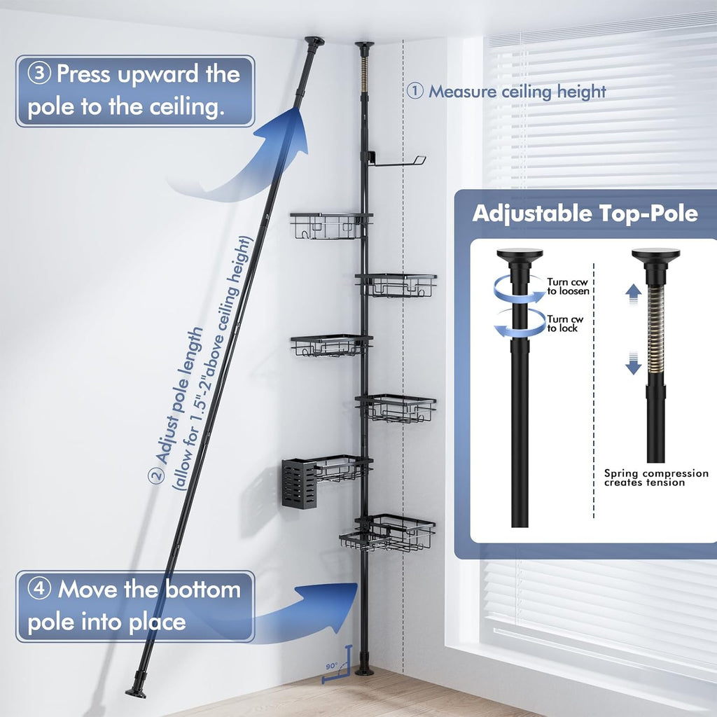 Shower Caddy Organizer Tension Pole – Gift Ready Bathroom Upgrade for Friends Who Just Renovated or Downsized