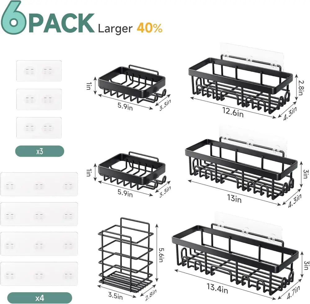 Veken Shower Caddy 6-Pack – Valentine’s Day Gift for Her Powder-Coated Rustproof Shower Organizer - Bathroom Trays